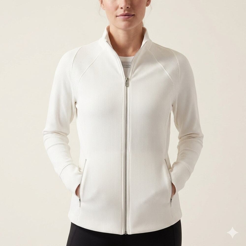 058-Athleta Salutation Ribbed Full-Zip Fitted Jacket size 1X / PTP 23”